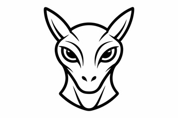 Alien Hybrid Animal Head Outline Vector With White Background