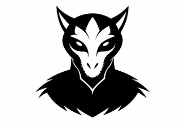 Alien Hybrid Animal Head Silhouette Vector Illustration