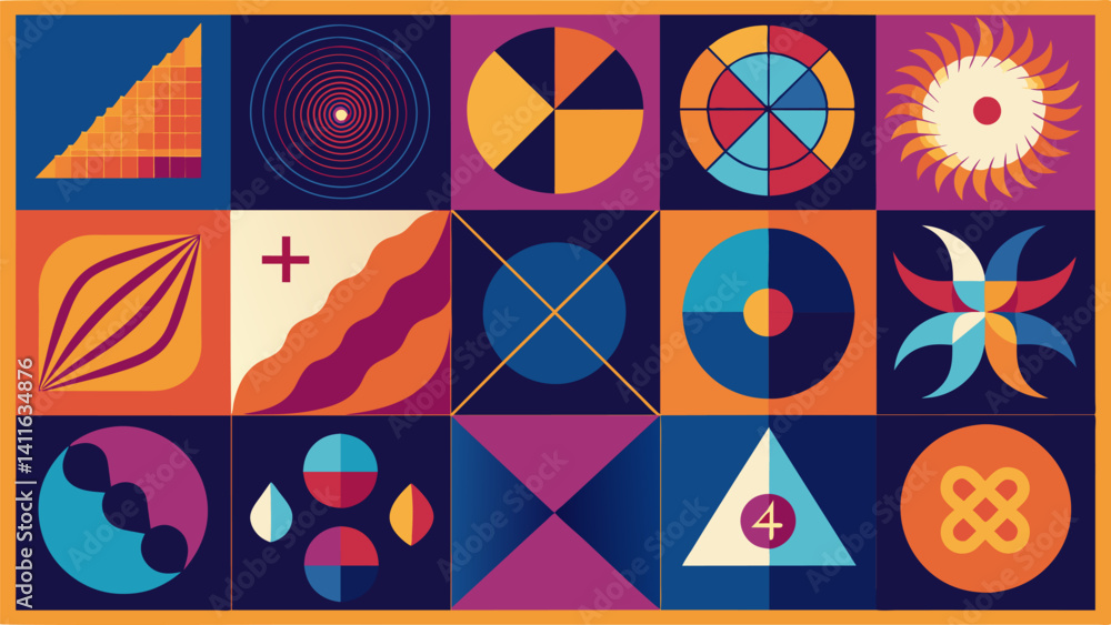 Poster a series of photographs exploring the beauty and symmetry found in the numerical patterns of mathema