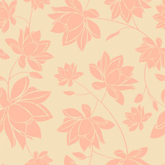 Floral Seamless Pattern. Botanical Minimal Abstract Pattern. Trendy Contemporary Print with Flowers. Vector Fashionable Repeat Template for Design.