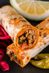 Delicious turkish kebab tantuni	