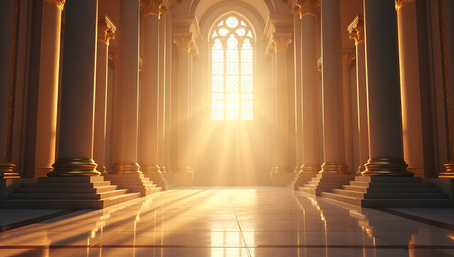 Elegant Ascension Day Sermon Illustrations: Refined Architecture & Dynamic Graphics for Inspirational Messages | Photo Stock Concept with Left Space