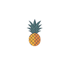 Vibrant pineapple illustration with lush green leaves, isolated on a clean background for culinary use