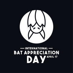 International Bat Appreciation Day. April 17. Bat icon. Black background.
