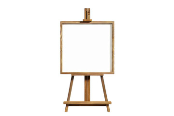 A blank wooden easel stands in a sunlit room, inviting creativity and artistic expression in a serene atmosphere isolated on transparent background