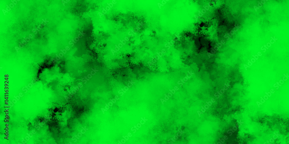 Poster abstract digital texture featuring intense neon green clouds with scattered patches of soft black sh