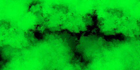 Naklejka premium Abstract digital texture featuring intense neon green clouds with scattered patches of soft black shadows. Dark green wall grunge backdrop background texture limestone paint 