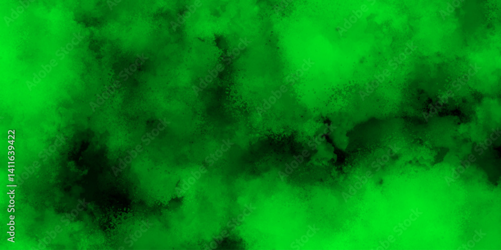 Poster abstract digital texture featuring intense neon green clouds with scattered patches of soft black sh