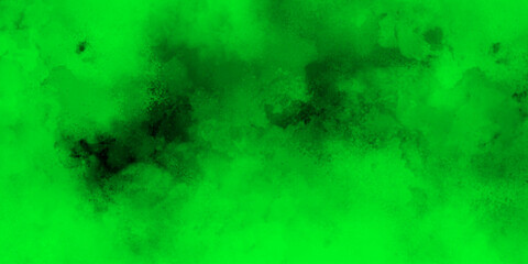 Fototapeta premium Abstract digital texture featuring intense neon green clouds with scattered patches of soft black shadows. Dark green wall grunge backdrop background texture limestone paint 