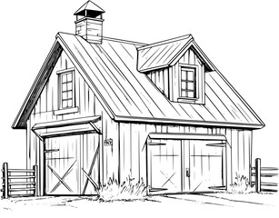 Farmhouse style Sugar shack coloring book design, Farmhouse style Sugar shack vector graphic