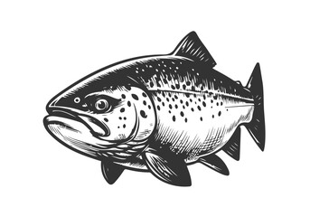 Atlantic Salmon hand drawn sketch illustration vector