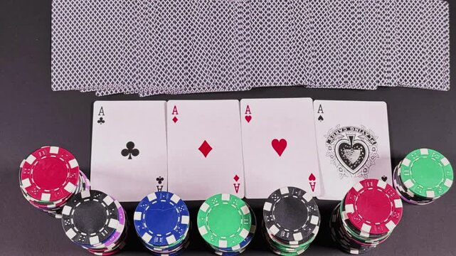 Money Chips and Gambling Game Cards Stop Motion