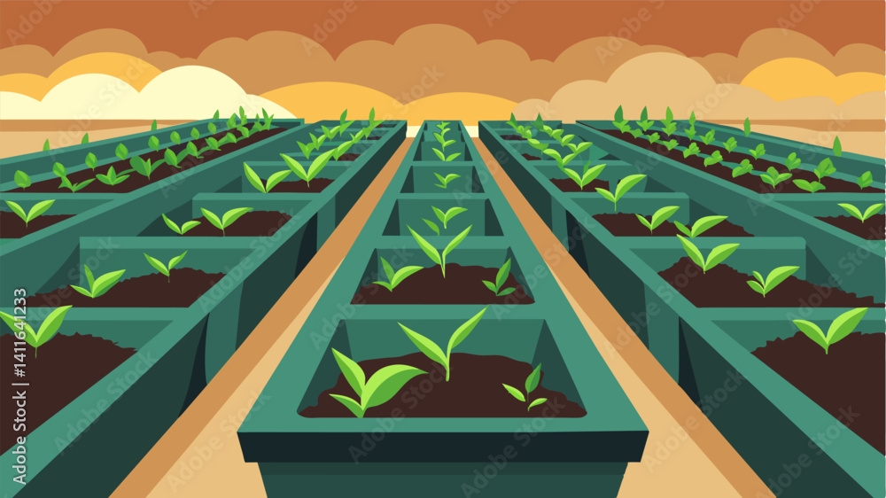 Poster instead of being filled with lush green plants the rows of empty seedling trays were now home to an 