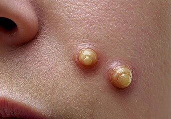 Fototapeta premium Close-up of Skin Growths with Fluid Buildup