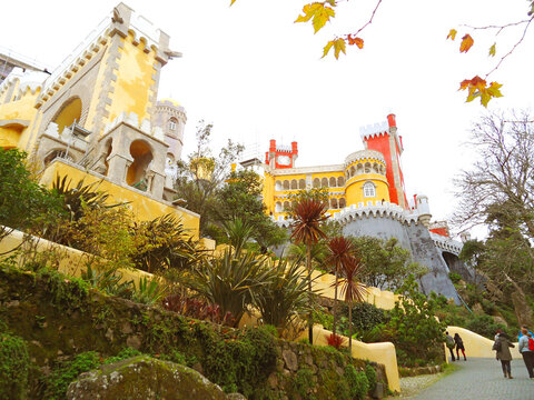 The Pena Palace, an Iconic Romanticist Castle in Sao Pedro de Penaferrim, Municipality of Sintra, Portuguese Riviera, Portugal, Europe