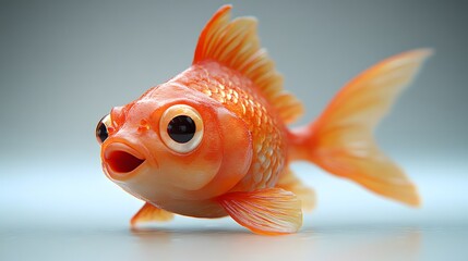 Mesmerizing 3D Illustration of a Bold Red Fish with an Endearing Smile on a Stark White Background