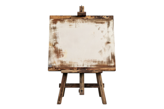 An empty canvas on a rustic easel invites creativity in a serene artist's studio, ready for inspiration at any moment isolated on transparent background