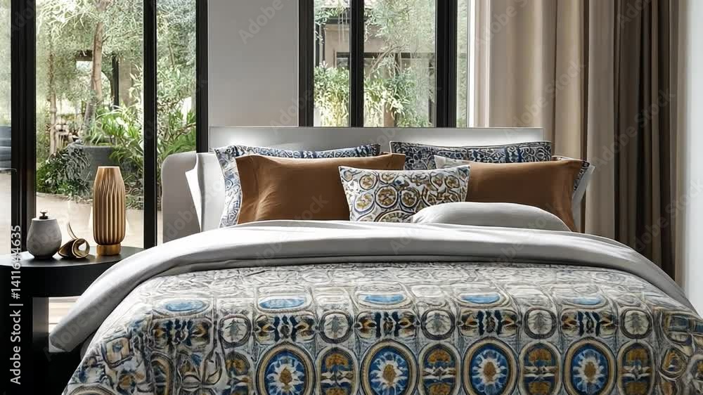 Poster sleek and modern abstract design featuring flowing metallic waves in blue and silver, showcasing smo