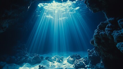 Sunlight streams through underwater cave (2)