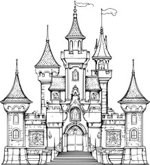 Fototapeta premium Baroque style Castle coloring book design, Baroque style Castle vector illustration
