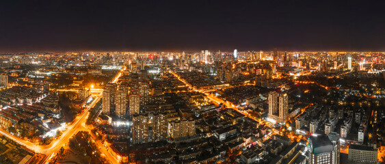 City view of Tianjin China at night