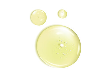 Realistic cosmetic yellow serum drops Gel textured liquid serum drops or collagen skin care