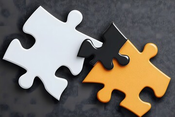 Fototapeta premium Connecting Puzzle Pieces Teamwork Concept 3D Render