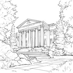 Contemporary style Information center coloring book design, Contemporary style Information center vector illustration