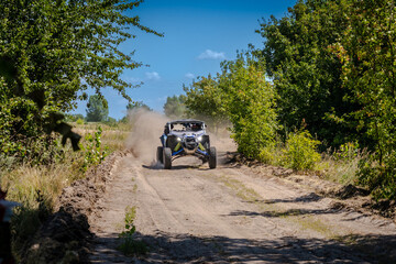 UTV, 4x4 off-road vehicle in summer. Amateur competitions