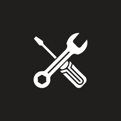 Maintenance Symbol – Black Repair Tools Silhouette Vector

