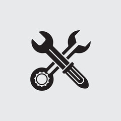 Maintenance Symbol – Black Repair Tools Silhouette Vector

