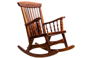 Crafted from rich wood, this vintage rocking chair invites relaxation at sunset on a cozy porch, perfect for quiet evenings isolated on transparent background