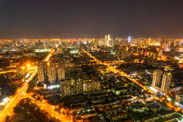 City view of Tianjin China at night