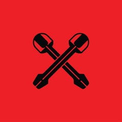 Maintenance Symbol – Black Repair Tools Silhouette Vector

