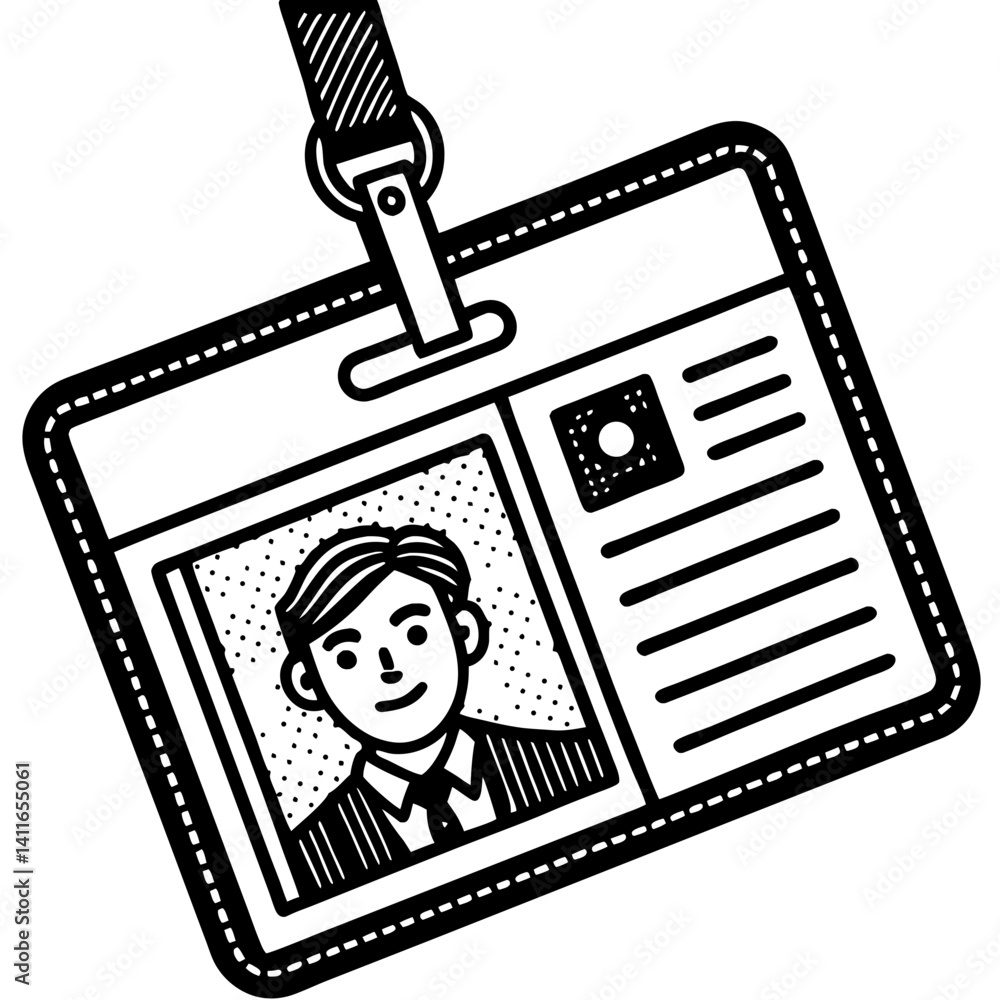 Poster illustration of a name badge with for identification card design and event use