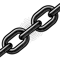 Naklejka premium Detailed Black and White Vector Illustration of Interlocking Chain Links for Graphic Design