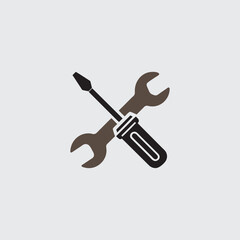 Maintenance Symbol – Black Repair Tools Silhouette Vector

