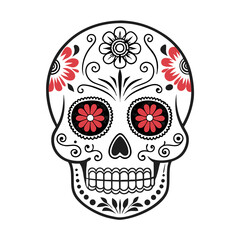 Colorful Floral Skull Design Ideal for Tattoos and Creative Crafts
