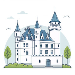 Fototapeta premium Charming Medieval Castle Vector Illustration Ideal for Children's Books and Fantasy Themes