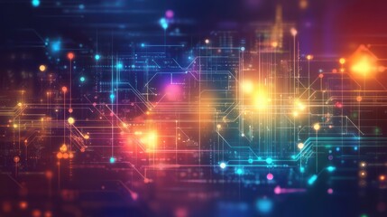 Abstract high-tech circuit board network visualization with glowing light accents