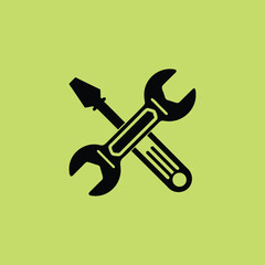 Maintenance Symbol – Black Repair Tools Silhouette Vector


