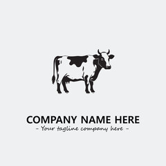 Cow illustration black and white for logo company vector image

