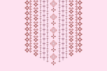 Neckline embroidery geometric abstract elements neck pattern. Native decorative design for fabric, clothing, illustration, texture, collar decor, border, rug, decoration, printing, element, necklace