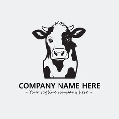Cow illustration black and white for logo company vector image
