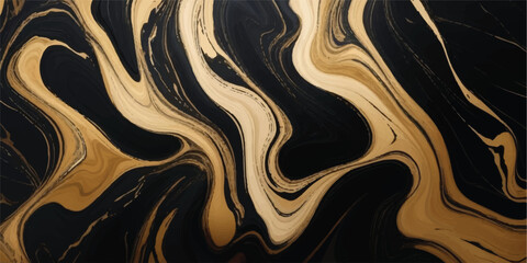 Obraz premium This luxurious marble texture design, enriched with intricate and mesmerizing black and golden ocean-inspired wave patterns, transforms any space into a sophisticated haven of tranquility and elegance