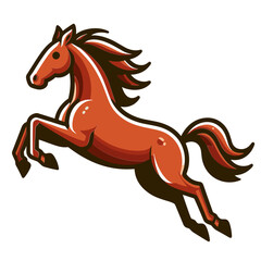 Obraz premium Brown horse in dynamic rearing pose with flowing mane. Perfect for equestrian events, riding schools, and animal-themed educational content.