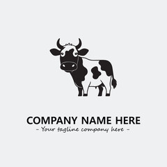 Cow illustration black and white for logo company vector image
