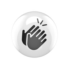 Obraz premium hand clap vector illustration glossy rounded icon, minimalistic design button
