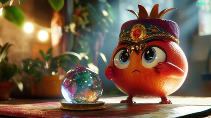 Cartoon red bird character design