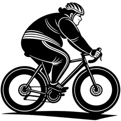Naklejka premium Fat Biker Riding Bicycle in Athletic Gear for Fitness and Outdoor Activities